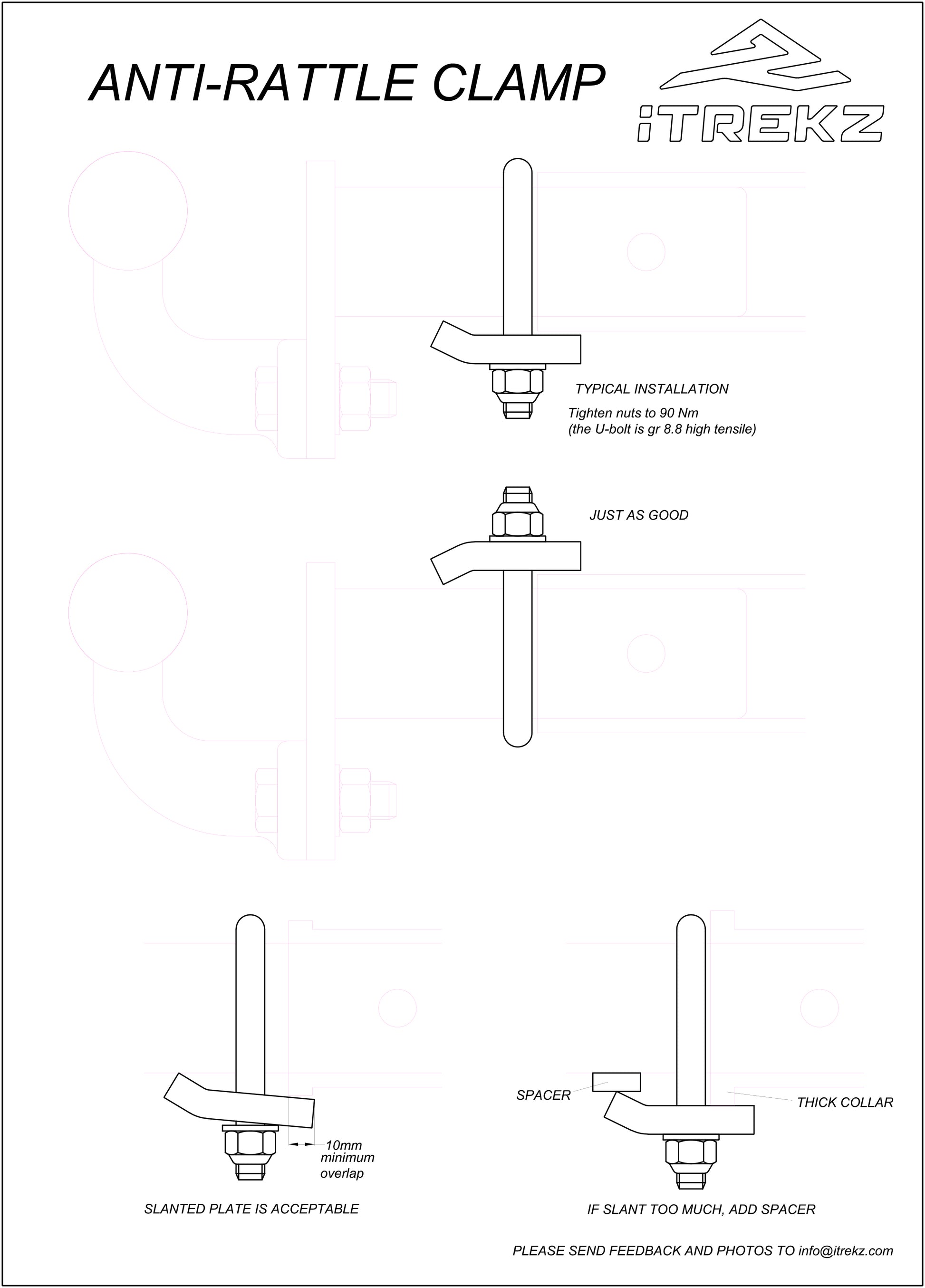 Tow ball or Tow Hitch Anti rattle clamp